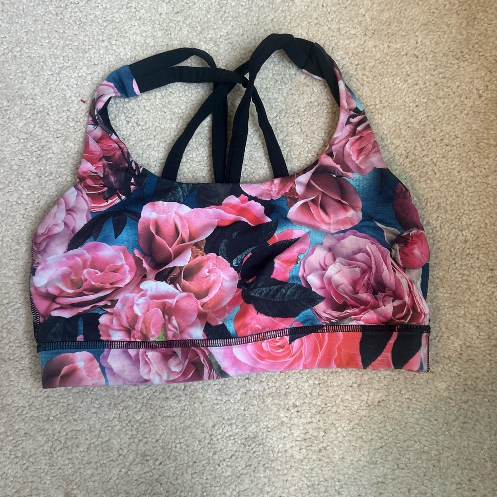 lululemon athletica Pink Floral Sports Bra